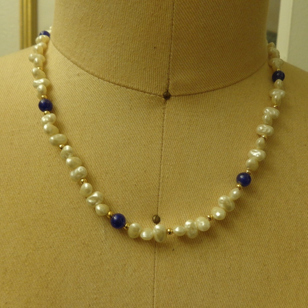 Genuine Fresh Water Pearl Necklace with Beads